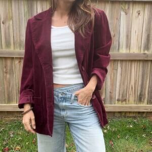 Vintage 90s Wine Corduroy Blazer Plum Jacket
